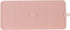 Dish Drying Mat,Large Silicone Drying Mat,Silicone Kitchen Countertop Drying Mat for Pots, Pans, Glassware, Silverware (Pink)