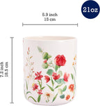 Bico Summer Provence Ceramic Utensil Holder Set of 2, Ceramic Kitchen Utensil Crocks for Countertop, Large Cooking Tool Holder Counter Decor, Spatula Organizer