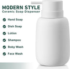 Ceramic Hand Soap Dispenser for Bathroom,16OZ Matte Dish Soap Dispenser for Kitchen Sink,Refillable Liquid Lotion Dispenser with Easy-to-Press Pump Rubber Paint (White)
