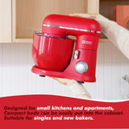 Kitchen in the Box Stand Mixer, 3.5QT Two Bowls Small Kitchen Electric Mixer, 10-Speed Portable Lightweight Matte Finish with Egg Whisk, Dough Hook, Beater (Matte Red, 3.5QT)