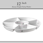 Plasticpro 6 Sectional Round Plastic Serving Tray/Platter (8, White)
