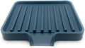 Happitasa Silicone Soap Dish Tray and Sponge Holder with Drain Chute, Pack of 2 | Bathroom and Kitchen Sink Organizer Caddy (Smoky Blue, 5.2"x4", 7.2 Ounces)