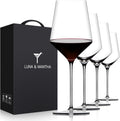 OJA Red Wine Glasses Set of 4, Hand Blown Premium Crystal Wine Glasses, 17 oz, Long Stem,Thin Rim, Perfect for Red or White, Daily Use, Unique Wedding Anniversary or Birthday Gift