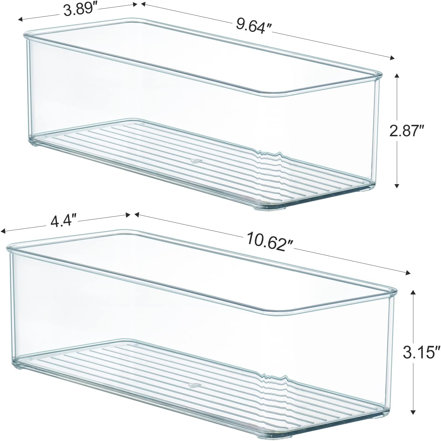 Hudgan 8 Pack Clear Plastic Drawer Organizers Set, Stackable Deep Drawer Organizer for Makeup Vanity and Desk, 2 Sizes Tall Bathroom Drawer Organizer