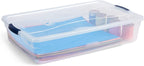 Rubbermaid Cleverstore 42 Quart Stackable Plastic Storage Bin with Lids for Garage, Closet, and Classroom, Clear, 4 Pack