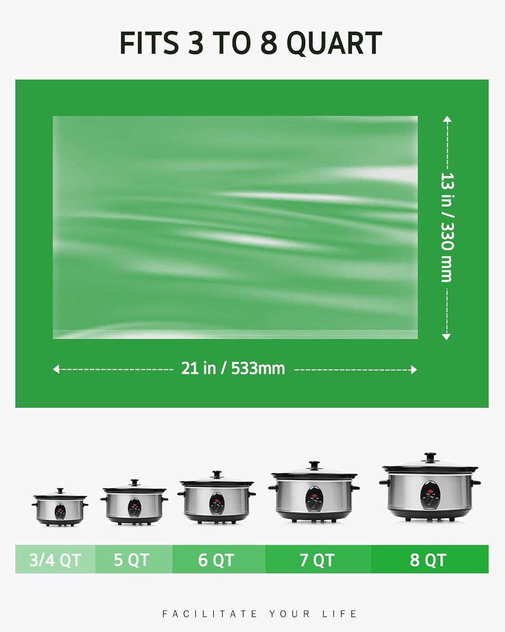 Syntus Slow Cooker Liners, 20 Count Cooking Bags Large Size Disposable Pot Liners Plastic Bags, Fit 3QT to 8QT for Slow Cooker Cooking Trays, 13"x 21", 20 Liners