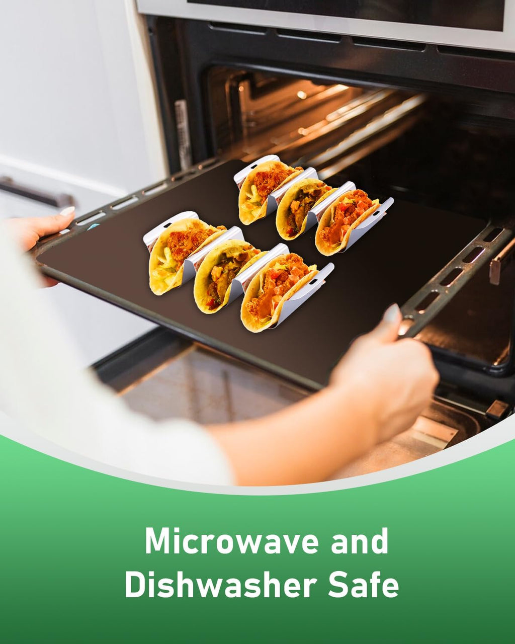 Stainless Steel Taco Holder Stand Set of 4, Total 12 Tacos, U-shape Taco Shell Holder with Handle, Each Stackable Rack Holder Up to 3 Tacos, Dishwasher & Microwave Safe