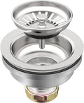 KONE Sink Drain Assembly, Kitchen Sink Drain Strainer Kit with Removable Strainer Basket Stopper, Universal fit USA Home/Commercial 3-1/2 Inch Standard Sink Drain Hole (Polish)