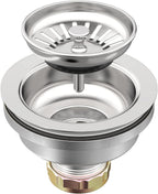 KONE Sink Drain Assembly, Kitchen Sink Drain Strainer Kit with Removable Strainer Basket Stopper, Universal fit USA Home/Commercial 3-1/2 Inch Standard Sink Drain Hole (Polish)
