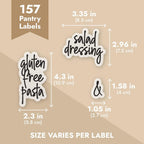 Talented Kitchen Pantry Labels for Food Containers 157 Piece - Preprinted Black Script Kitchen Food Organization Labels for Storage and Jars (Water-Resistant)