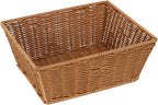 12" Poly Wicker Bread Basket, Hand Woven Food Storage Room Organizer, Fruits, Vegetables and Snacks Tabletop Food Serving Basket, Restaurant, Hotel Service, Brown (11.9x8x5.9)