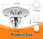 2 Pack Bathroom Sink Stopper, Fits 1.1-1.85 Inch Drain Holes, Pop Up Sink Drain Stopper, Easy to Use Drain Plug Bathroom Sink Drain Cover, Pure Brass Bathroom Sink Drain Strainer with Hair Catcher