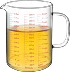BCnmviku Glass Measuring Cups High Borosilicate [Insulated Handle | V-Shaped Spout]For Prepping Baking and Cooking Preheated Oven Dishwasher Freezer and Microwave Safe (1500ML)