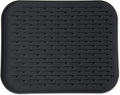 Silicone Dish Drying Mat for Multiple Usage,Easy clean,Eco-friendly,Super Sturdy Silicone Dish Drying Mat and Trivet, Dishwasher Safe, Heat Resistant (Black, S 11.6×9.3inch)