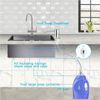 Dish Soap Dispenser for Kitchen Sink, Countertop Sink Soap Dispenser Water Pump with 47” No-Spill Extension Tube Kit Design for Kitchen Bathroom, No More Refills （Chrome）