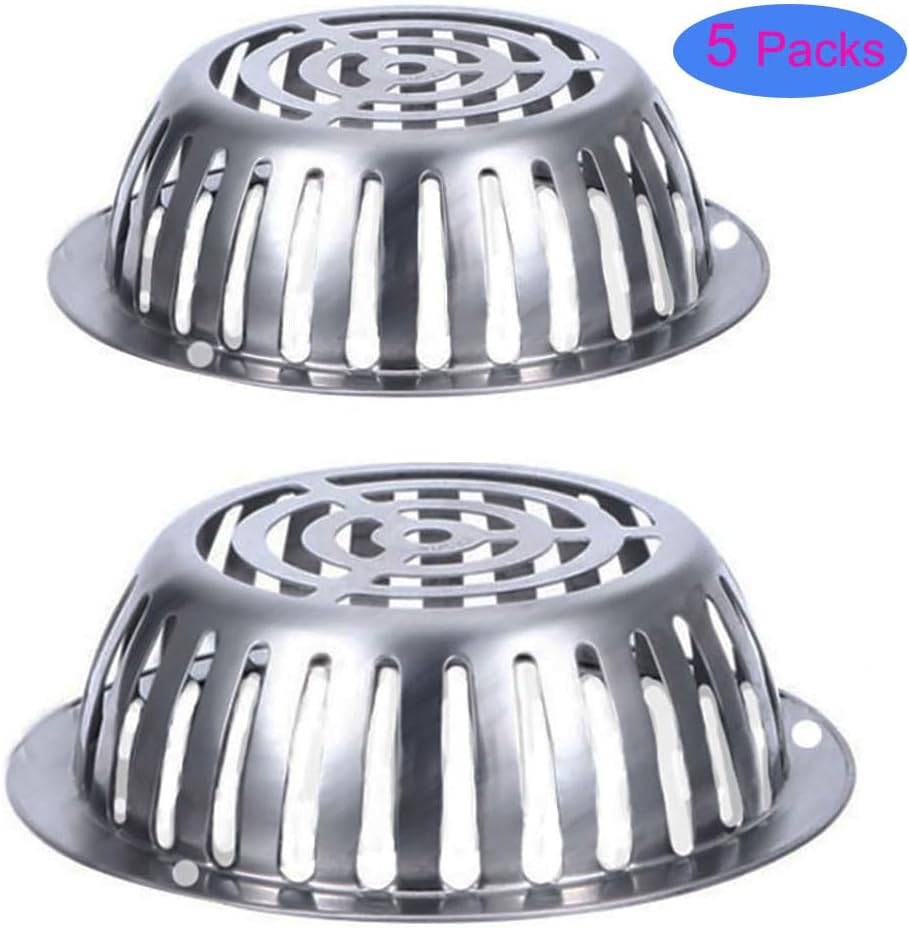 SUS304 Stainless Steel Roof Dome Drain Cover Strainer Anti-Clogging Atrium Grate 2pcs/pk (Φ: 7 inch-5 Packs)