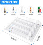 SOLY Drink Organizer for Fridge,Fridge Drink Dispenser for Fridge Automatic Pusher Glide,For Refrigerator Organizing Holds up to 14.96" D, Adjustable for 6-20oz (4 Row)