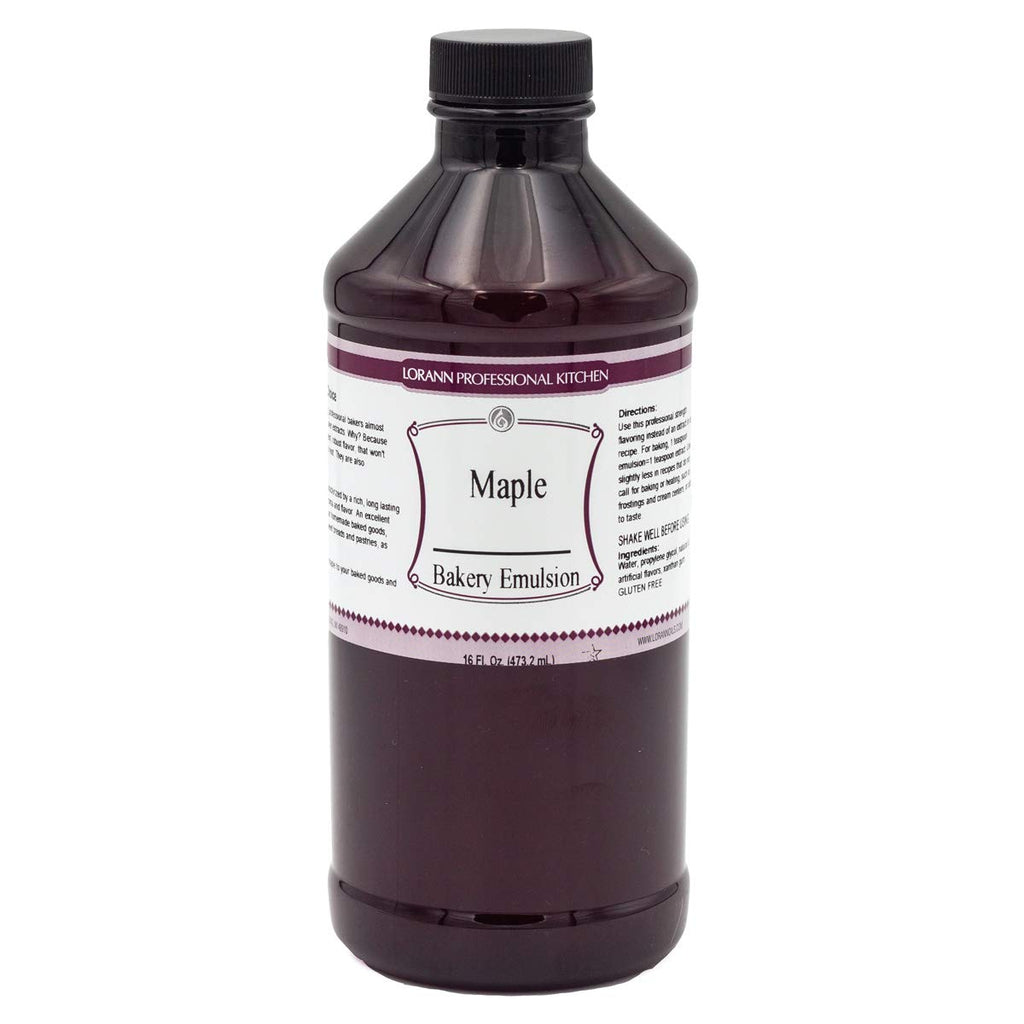 LorAnn Oils Maple Bakery Emulsion: True Essence, Ideal for Boosting Fruit Tones in Cakes, Cookies & Desserts, Gluten-Free, Keto-Friendly, Extract Substitute Essential for Your Kitchen, 16 Oz