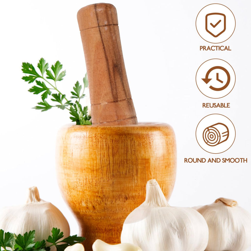 PRETYZOOM Pickle Sticks Food Grinding Stick Garlic Masher Garlic Crusher Bar Kitchen Gadget Handle Pestle Sauerkraut Pounder Bar Muddler Ceramics Tools Hand Tools Solid Wooden Grater