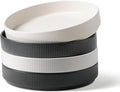 famiware Star 8.25" Pasta Bowls, Large Dinner Bowls Set of 4, Salad Bowl Plates, Shallow Bowls for Eating, Dark Charcoal & White Full Glaze Matte