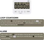Stonylab 2pk Digital Timer Clock, 2 Pack Premium Multi-Function Digital Clock Countdown Timer Kitchen Event Timer with Alarm, Magnetic Back Big Digits Display Vibration/Flashlight/Sound Alarm