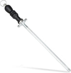 Knife Sharpener Rod, Kitchen Knives Sharpener Carbon Steel Professional Knife Sharpening Steel, Honing Rod with Hanging Holes (13 inches)
