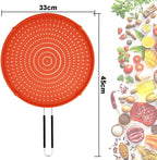 Splatter Screen for Frying Pan, Grease Splatter Guard, Heat-Resistant Splatter Guards for Frying, Silicone Splatter Guard for Everyday Cooking, Dishwasher Safe, Red （16in×12in×0.5in）