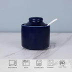 HAOTOP 8 oz Sugar Bowl with Lid and Spoon,Ceramic Sugar Jar Sugar Dispenser Sugar Container Coffee Bar Accessories, Kitchen Countertop Canisters (Navy)