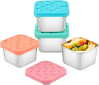 4PC 6oz Stainless Steel Snack Containers for Kids, BPA-Free Metal Toddler Snack Containers with Silicone lids, Leakproof Reusable Lunch Containers for School, Travel, Bento, Daycare