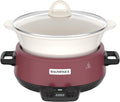 MAGNIFIQUE 5 Quart Programmable Slow Cooker with Auto Warm Setting, Glazed Ceramic Liner, Kitchen Small Appliance for Family Dinners, Red