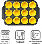 Silicone Muffin Pan with Metal Frame, Egg Bite Maker Silicone Molds for Baking, Cupcake Pans 12 Regular Size, Muffin Tins Easy to Pop Nonstick Non Toxic Bakeware for Oven (Yellow)