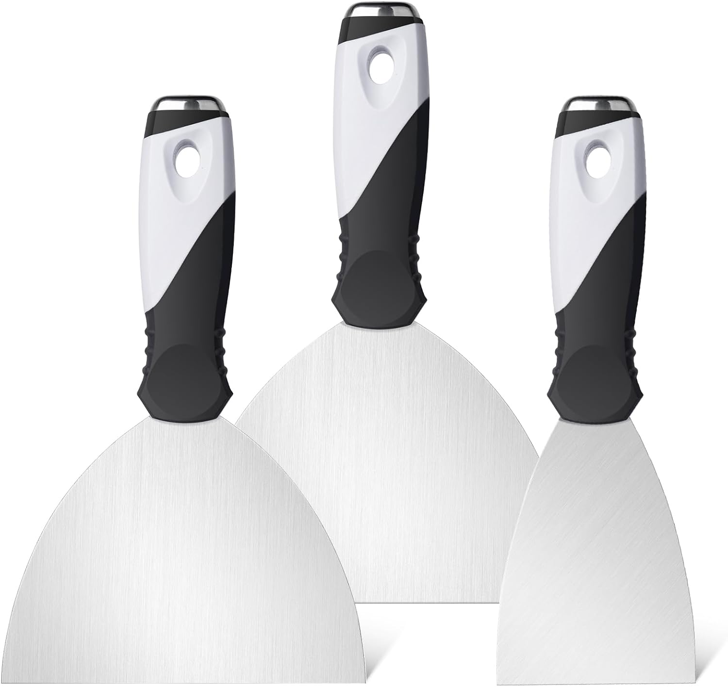 Mister Rui Putty Knife Set, 3" 5" 6" Paint Scrapers, Paint Tools, Small Metal Putty Knife Scraper Tool for Wood, Stainless Steel Paint Scraper with Hammer End