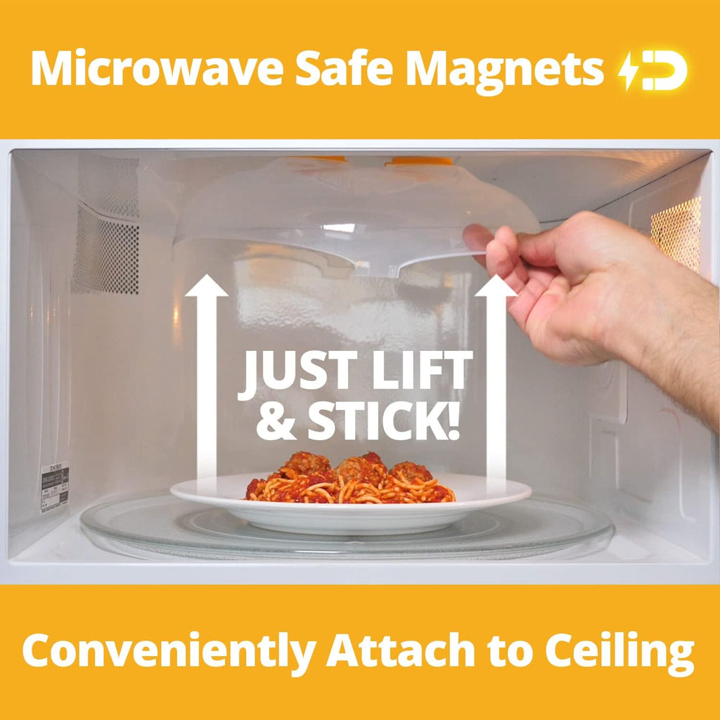 Magnetic Microwave Cover for Food | Clear Microwave Splatter Cover | Microwave Plate Cover with Steam Vents | Food Grade Dish Cover | BPA-Free | Dishwasher Safe | Orange