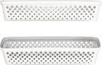 Glad Plastic Storage Basket Set - Multipurpose Drawer Trays, Kitchen Pantry Containers, and Bathroom Bins - 6 Pack Narrow Organizers, White