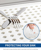 Bligli Small Sink Mat,2 Pack White 11.2x12.7inch Sink Protector Mats for Bottom of Kitchen Sink, Dish Drying Mat for Dishes and Glassware, Fast Drain