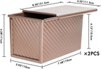 Beasea Pullman Loaf Pan with Lid, 2 Pack 1 lb Non-Stick Bread Loaf Pans Carbon Steel Bread Toast Box with Cover for Homemade Bakeware Bread Toast Oven Baking - Rose Gold