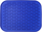 Dish Mat Silicone Dish Drying Mats Works For Drying Stemware Cocktail Glasses Silverware Pots Pans Knives and Dish Rack for Kitchen Counter Sink Bar Pads Easy to Clean (11.5" x 9.1") Blue