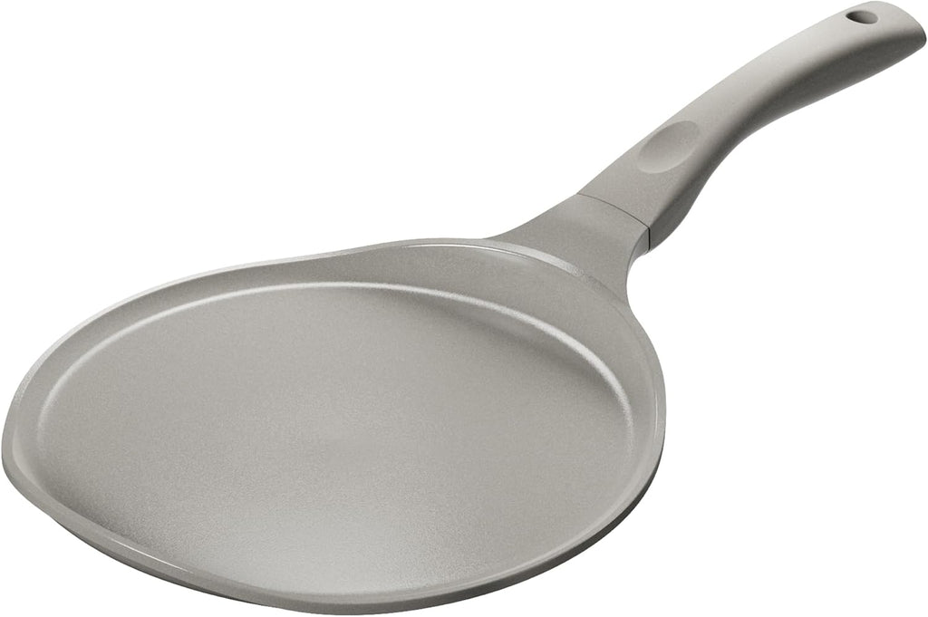 Redchef Crepe Pan Nonstick, 10 Inch Ceramic Flat Skillet Pan for Roti Dosa Tawa Comal Para Tortillas Pancake Pan for stove top, Induction Compatible, PFAS/PFOA/PTFE Free(Gray)