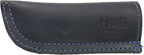 Hide & Drink, Full Grain Leather Hot Handle, Cast Iron Protector, Panhandle Potholder, Double Layered, Double Stitched, Slides On/Off Easily onto Metal Skillet Grips, Handmade, Slate Blue