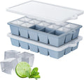 Silicone Ice Cube Tray 2 Pack, HANCELANT Ice Cube Mold, Ice Trays for Freezer with Lid for Whiskey, Baby Food, BPA Free, Easy Release