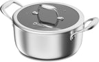 COOKER KING Stainless Steel Stockpot, 5 Quart Pot, Stock Pot with Glass Lid for Soup Pasta Vegetable, Induction Cooking Pot for All Stoves, Oven & Dishwasher Safe