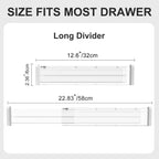 HiYZ Expandable Drawer Dividers - 12.6-22.8'' Adjustable Drawers Organizers for Kitchen Utensils, Drawer Separators in Bedroom, Dresser, Office, Bathroom, Fridge, 8 Pack Long Dividers-Clear