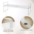 Hole Pattern Expandable Shelf Organizer,2Pack 10.2" Wide Easy to Assemble Cabinet Organizer Shelf, 16.5~27.1" Adjustable Height&Stackable Spice Organization for Cupboard, White