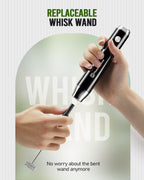 Maestri House Rechargeable Milk Frother with Stand, LunaFro Handheld Electric Foam Maker Waterproof Detachable Stainless Steel Whisk Drink Mixer Foamer for Lattes, Cappuccino