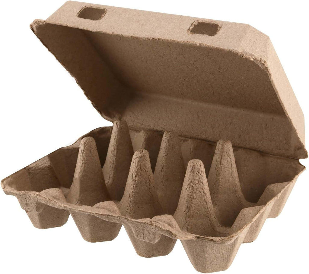 SEUNMUK 50 Pack 12 Cell Empty Egg Cartons,Brown Pulp Fiber Egg Tray Holder Stackable Egg Container holder with Lids for Storing Eggs ﻿