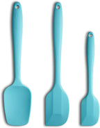 Silicone Spatula 3-piece Set, Ergonomic Handle High Heat-Resistant Spatulas, Non-stick Rubber Spatulas with Stainless Steel Core, Light Blue