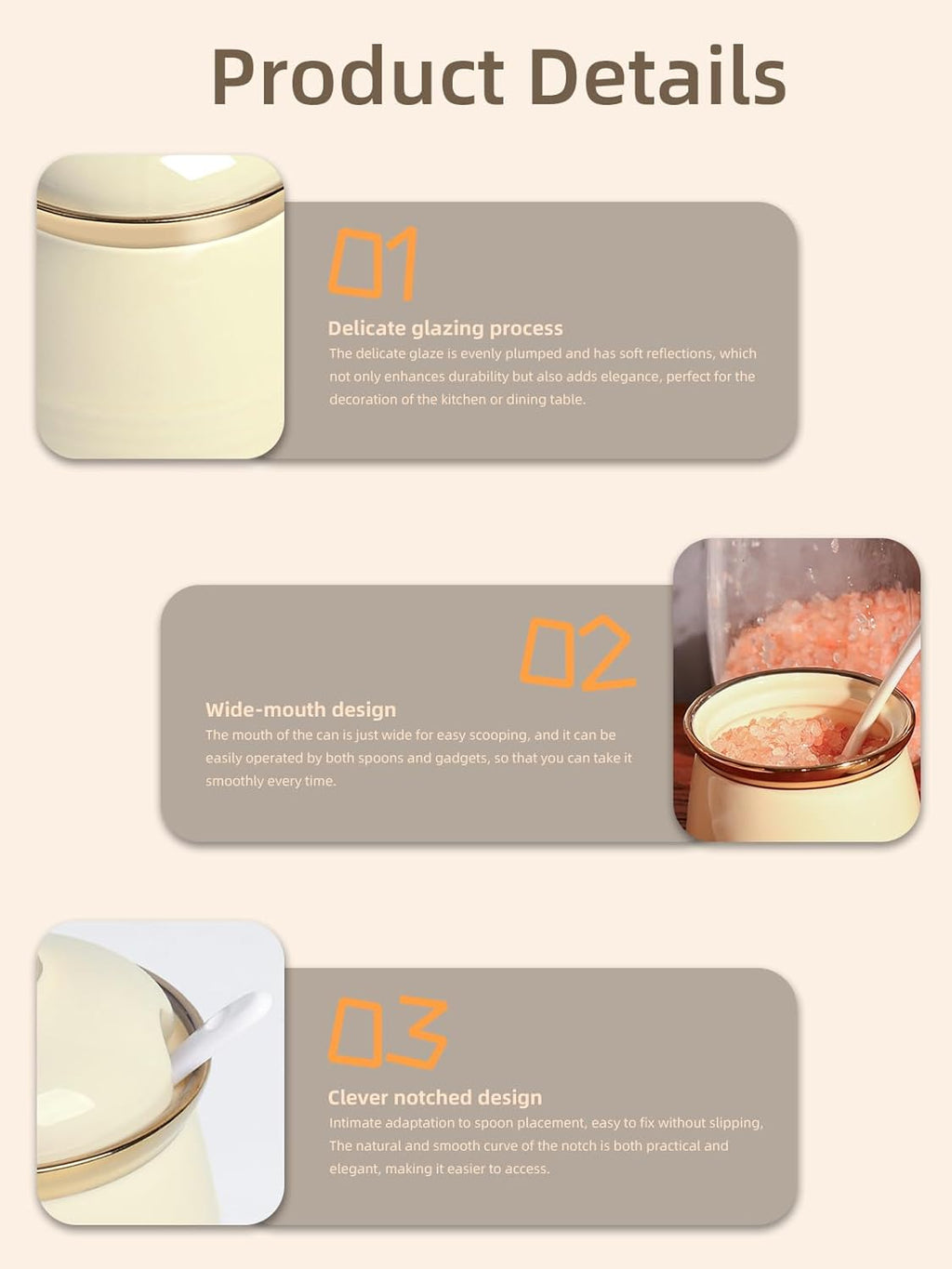 HAOTOP 12oz Sugar Bowl with Lid and Spoon,Simple Ceramic Sugar Jar Sugar Container Sugar Dispenser Coffee Bar Accessories, Modern Kitchen Countertop Canisters, Beige