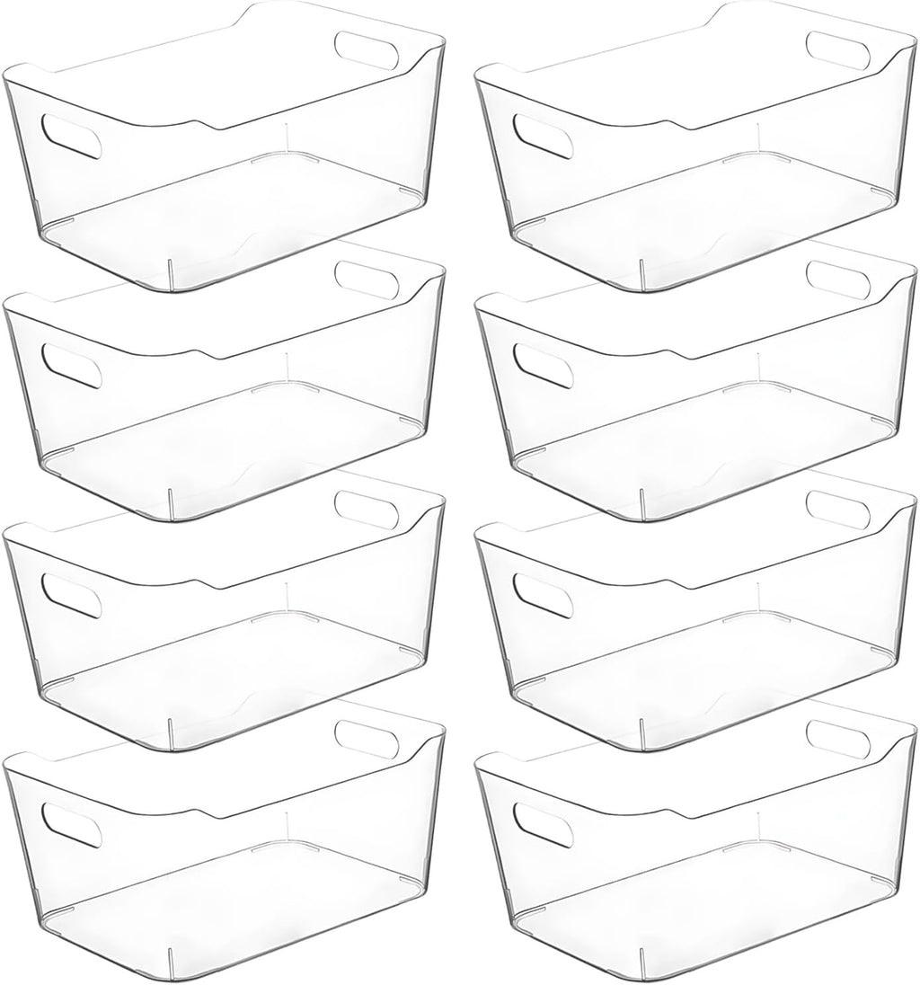 Clear Extra Large Plastic Storage Bins, Pantry Organizers and Storage Containers Fridge Organizer Bins for Organizing Home, Kitchen Organization. Bathroom, Refrigerator, Freezer, Laundry Room