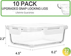 M MCIRCO [10-Pack,22 Oz Glass Meal Prep Containers,Glass Food Storage Containers with lids,Glass Lunch Containers,Microwave, Oven, Freezer and Dishwasher, White