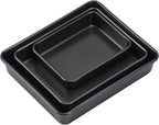 3-Pack Roasting Pan Set, Nonstick Baking Tray Set, Rectangular Bakeware for Oven, Non-Toxic Coating and Durable Quality (Black)